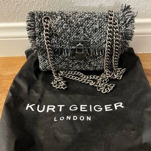 Kurt Geiger Mini Braxton Crossbody in black tweed